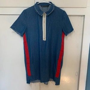 ZARA trafaluc denimwear front zip denim mini dress